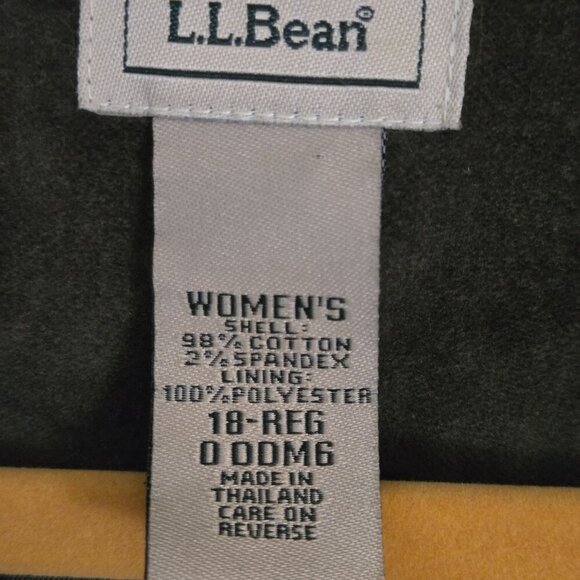 L.L. Bean Vintage Deep Olive Green Velvet Blazer 3 Button Pockets Size 18 - Picture 5 of 5
